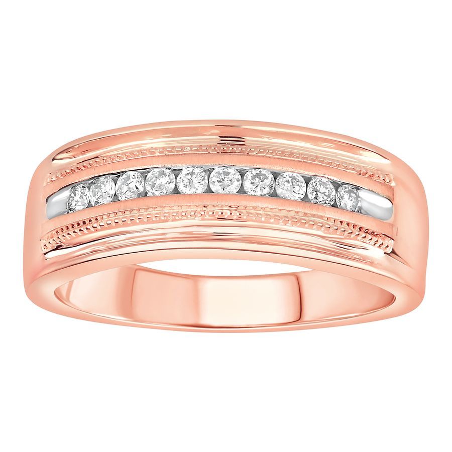 MEN'S RING 0.50CT ROUND DIAMOND 14K ROSE GOLD