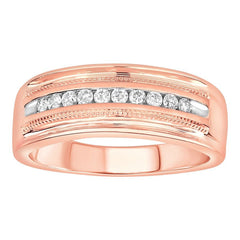 MEN'S RING 0.50CT ROUND DIAMOND 14K ROSE GOLD