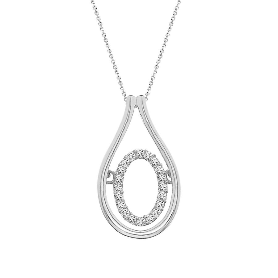 LADIES PENDANT 0.10CT ROUND DIAMOND 10K WHITE GOLD