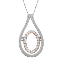 LADIES PENDANT 0.10CT ROUND DIAMOND 10K WHITE/ROSE GOLD