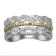 LADIES BAND 0.25CT ROUND DIAMOND 10K WHITE/YELLOW GOLD