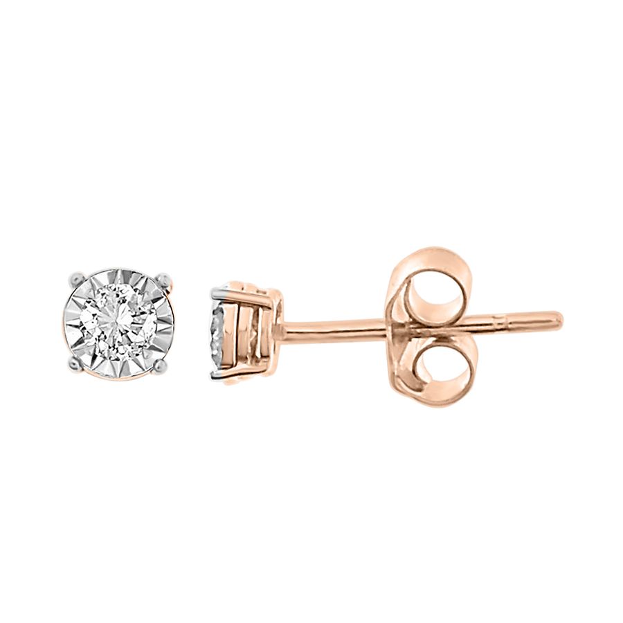 LADIES EARRINGS 0.15CT ROUND DIAMOND 10K ROSE GOLD