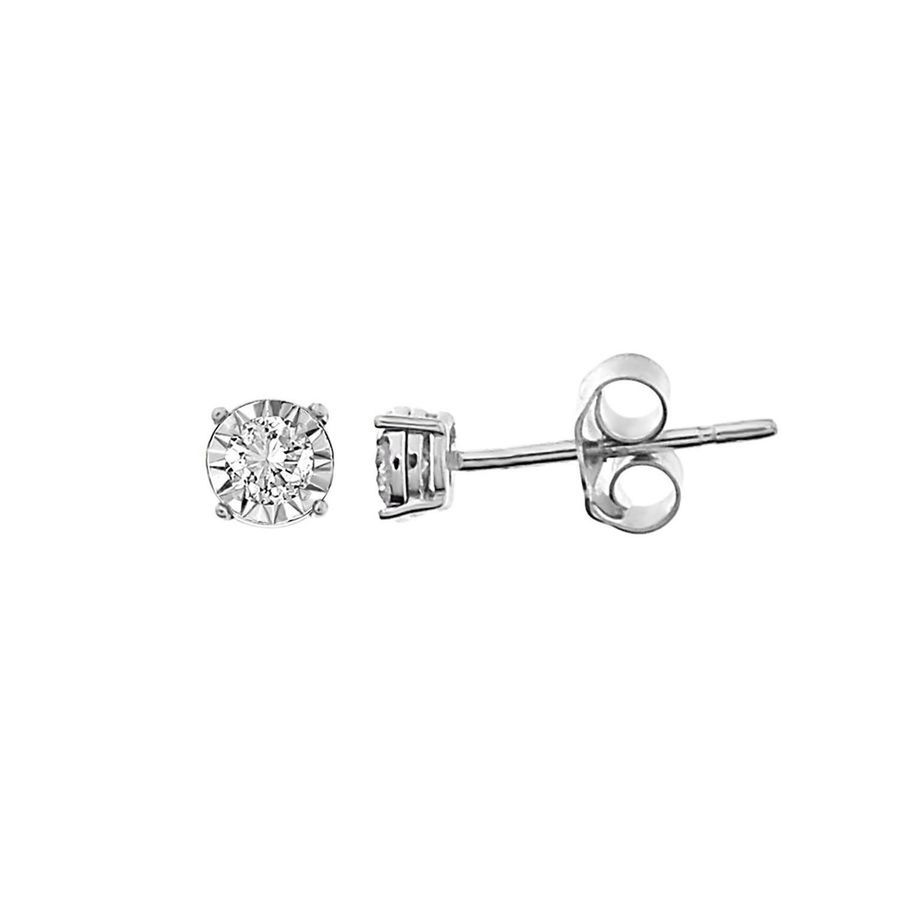 LADIES EARRINGS 0.15CT ROUND DIAMOND 10K WHITE GOLD