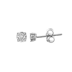 LADIES EARRINGS 0.15CT ROUND DIAMOND 10K WHITE GOLD