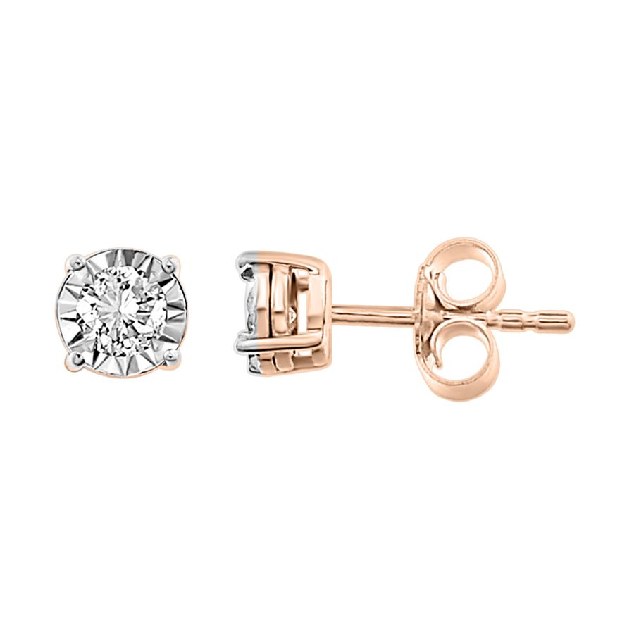 MEN'S STUD EARRINGS 0.25CT ROUND DIAMOND 10K ROSE GOLD