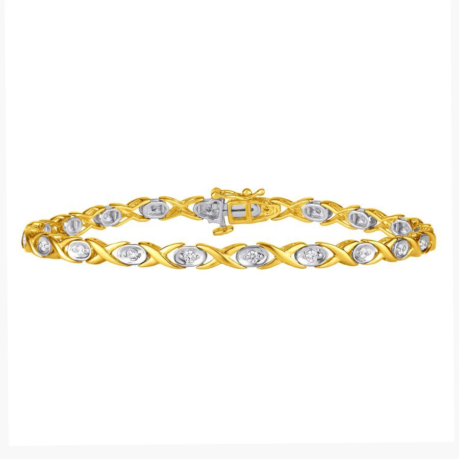 LADIES BRACELET 0.50CT ROUND DIAMOND 10K WHITE/YELLOW GOLD