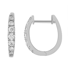 LADIES HOOP EARRINGS 0.50CT ROUND DIAMOND 14K WHITE GOLD