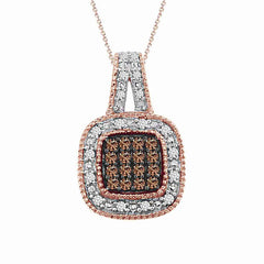 LADIES PENDANT 0.20CT ROUND DARK BROWN DIAMOND 10K ROSE GOLD