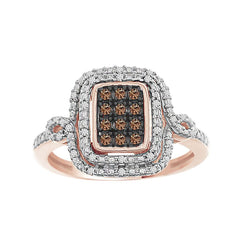 LADIES RING 0.20CT ROUND DARK BROWN DIAMOND 10K ROSE GOLD