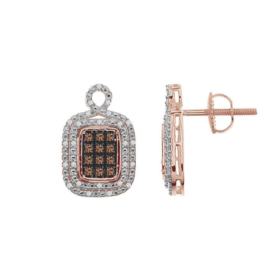 EARRINGS 0.35CT ROUND/DB DIAMOND 10K ROSE GOLD