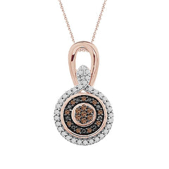 LADIES PENDANT 0.20CT ROUND DARK BROWN DIAMOND 10K ROSE GOLD