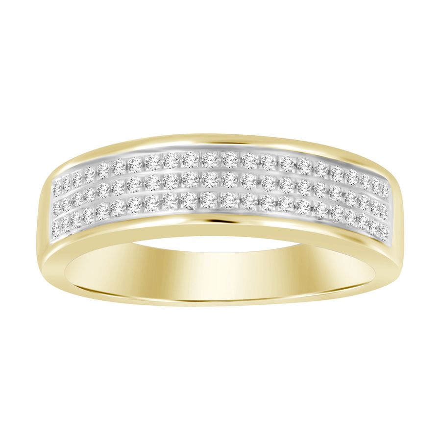 MEN'S BAND ONLY 0.20CT ROUND DIAMOND 10K YELLOW GOLD