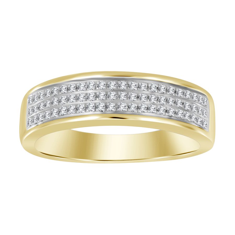 MEN'S BAND 0.20CT ROUND DIAMOND 10K YELLOW GOLD