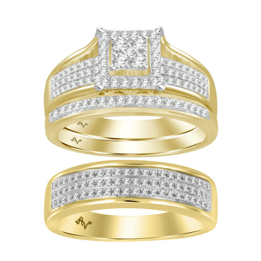 LADIES TRIO SET 0.50CT ROUND DIAMOND 10K YELLOW GOLD