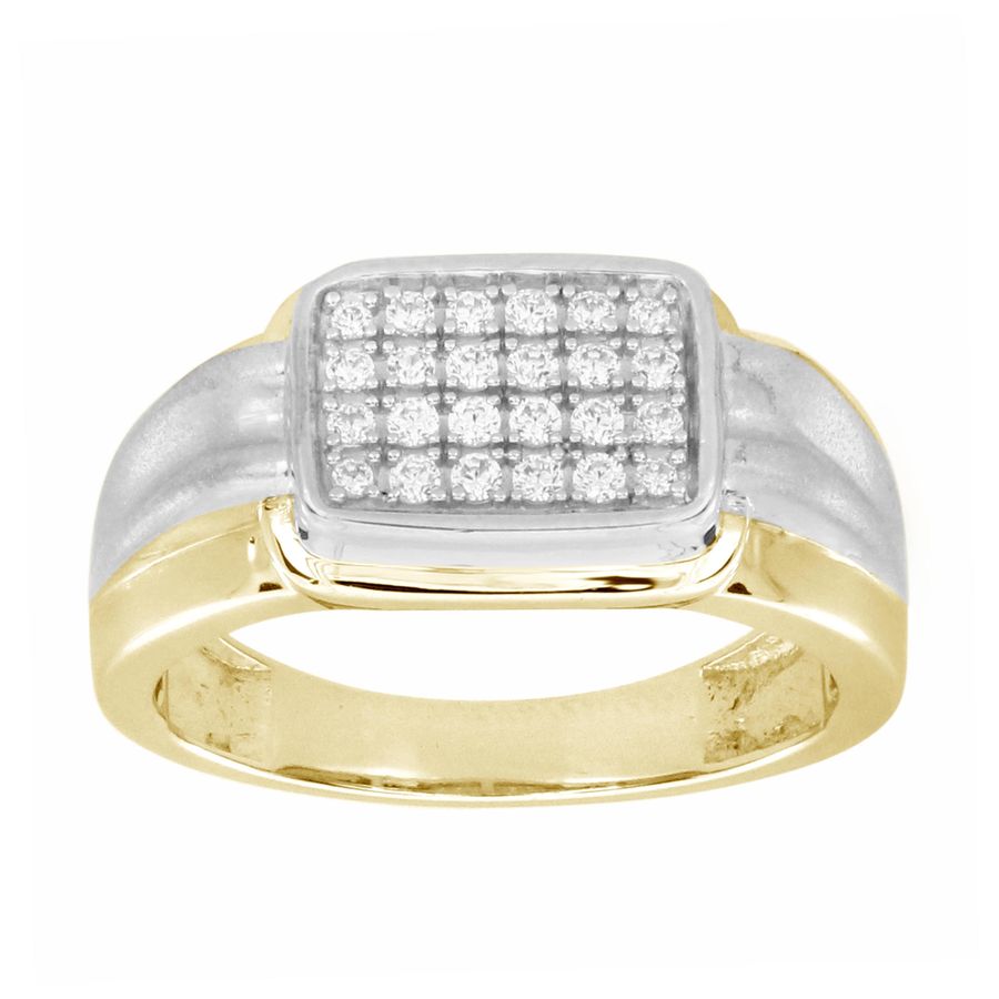 MEN'S RING 0.33CT ROUND DIAMOND 10K WHITE/YELLOW GOLD