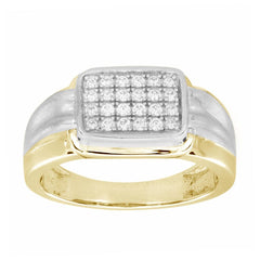 MEN'S RING 0.33CT ROUND DIAMOND 10K WHITE/YELLOW GOLD