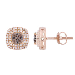 LADIES EARRINGS 0.50CT ROUND DARK BROWN DIAMOND 10K ROSE GOLD