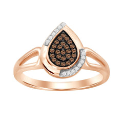 LADIES RING 0.15CT ROUND DARK BROWN DIAMOND 10K ROSE GOLD