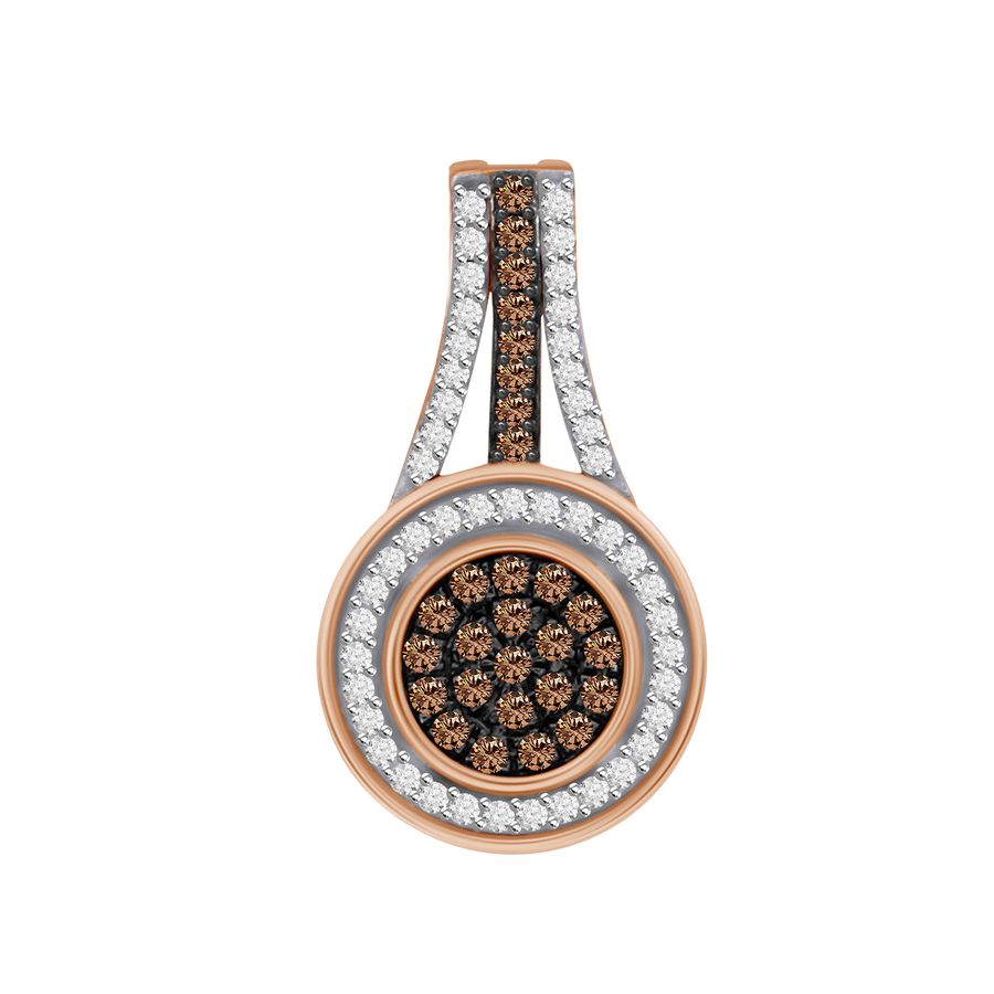 LADIES PENDANT 0.25CT ROUND DARK BROWN DIAMOND 10K ROSE GOLD