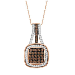 LADIES PENDANT WITH CHAIN 0.25CT ROUND DARK BROWN DIAMOND 10K ROSE GOLD