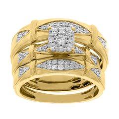 LADIES TRIOS RING 0.65CT ROUND DIAMOND 14K YELLOW GOLD