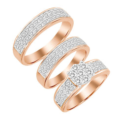 LADIES TRIOS SET 2.00CT ROUND DIAMOND 14K ROSE GOLD