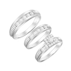 LADIES TRIOS RING 0.25CT ROUND DIAMOND 14K WHITE GOLD