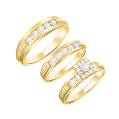 LADIES TRIOS RING 0.25CT ROUND DIAMOND 14K YELLOW GOLD