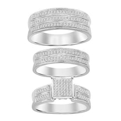 LADIES TRIOS SET 0.50CT ROUND DIAMOND 10K WHITE GOLD