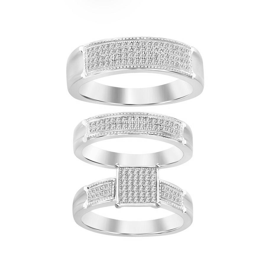 LADIES TRIOS SET 0.50CT ROUND DIAMOND 10K WHITE GOLD