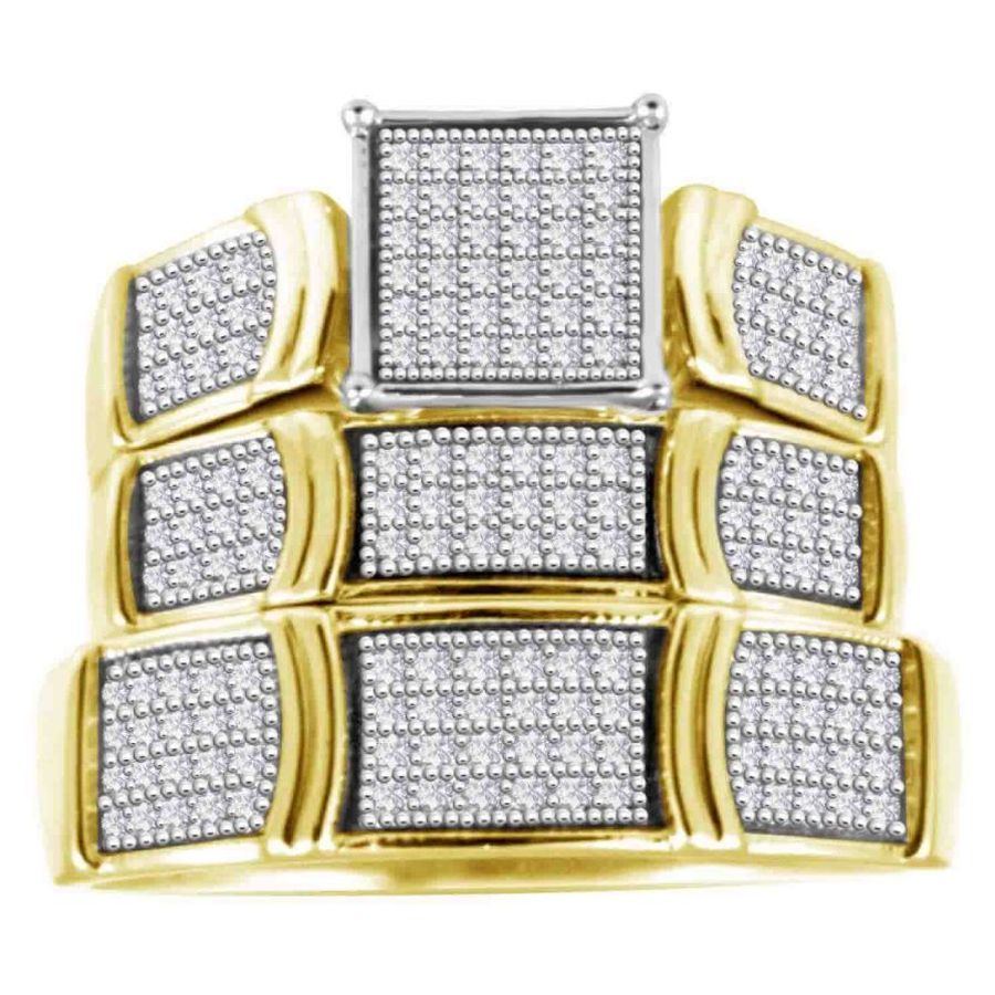 LADIES TRIOS SET 0.50CT ROUND DIAMOND 10K YELLOW GOLD