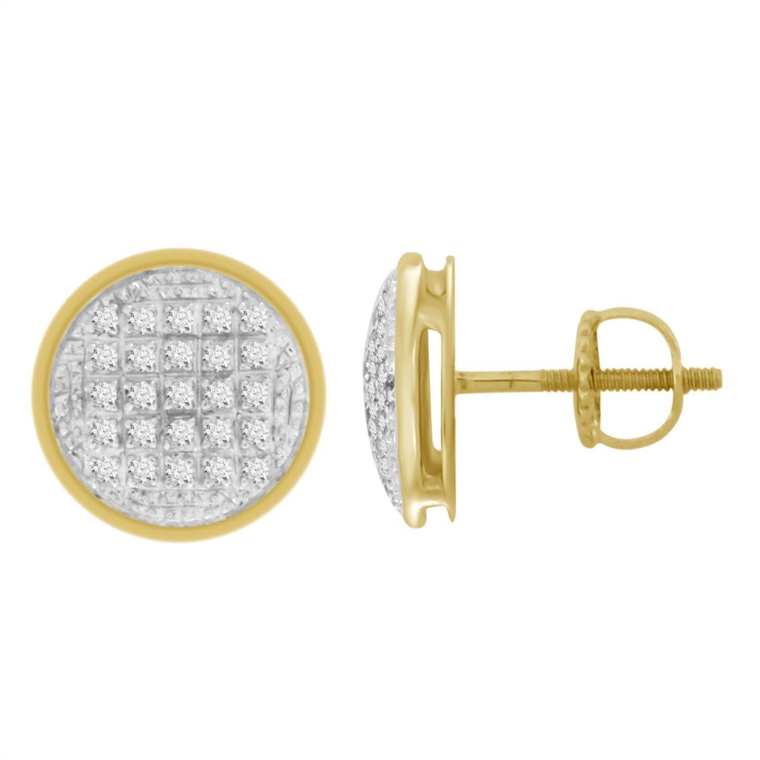 MEN'S YUVA EARRINGS 0.05CT ROUND DIAMOND 10K YELLOW GOLD