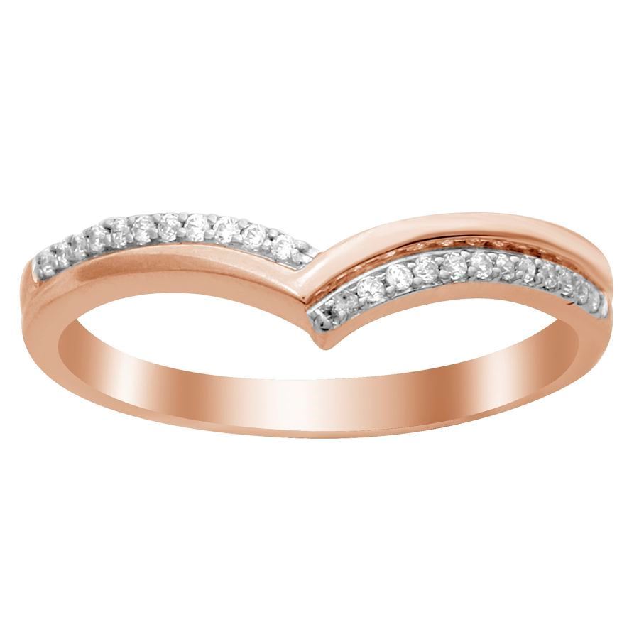 LADIES BAND 0.08CT ROUND DIAMOND 10K ROSE GOLD