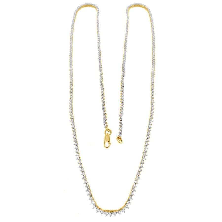 MEN'S NECKLACE 4.00CT ROUND DIAMOND 10K YELLOW GOLD