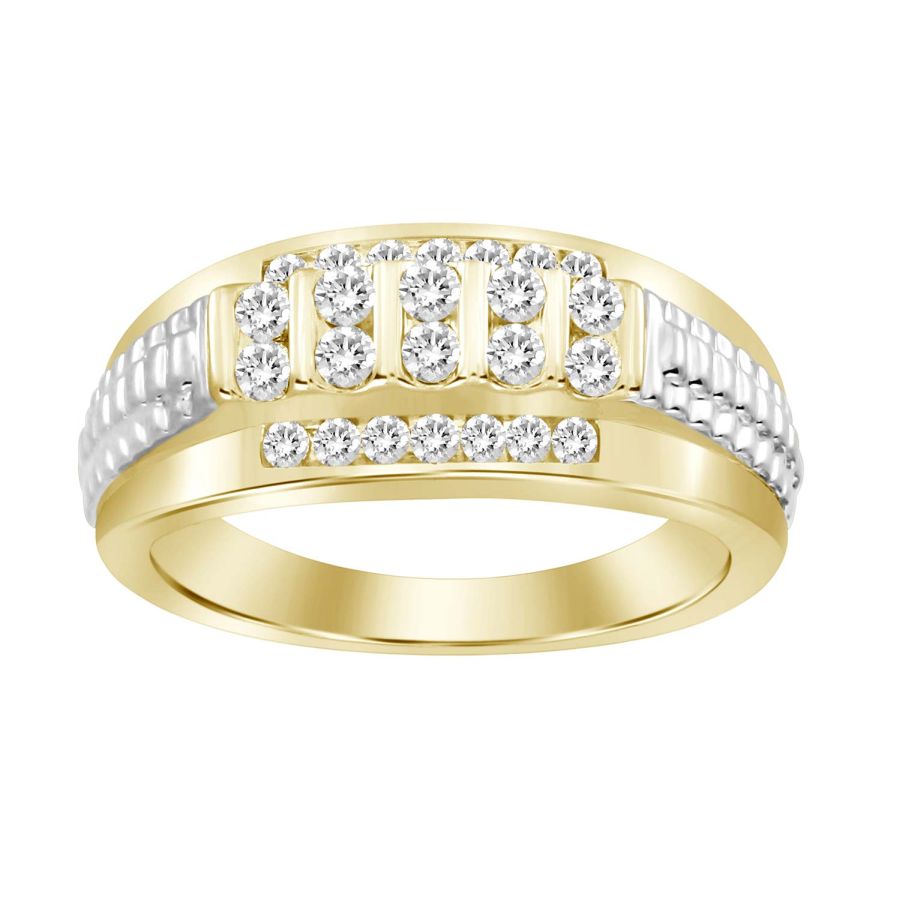 MEN'S RING 0.50CT ROUND DIAMOND 10K WHITE/YELLOW GOLD