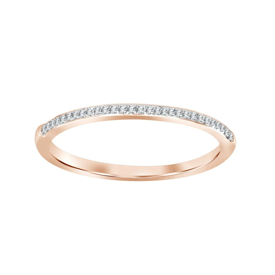 LADIES BAND 0.08CT ROUND DIAMOND 10K ROSE GOLD