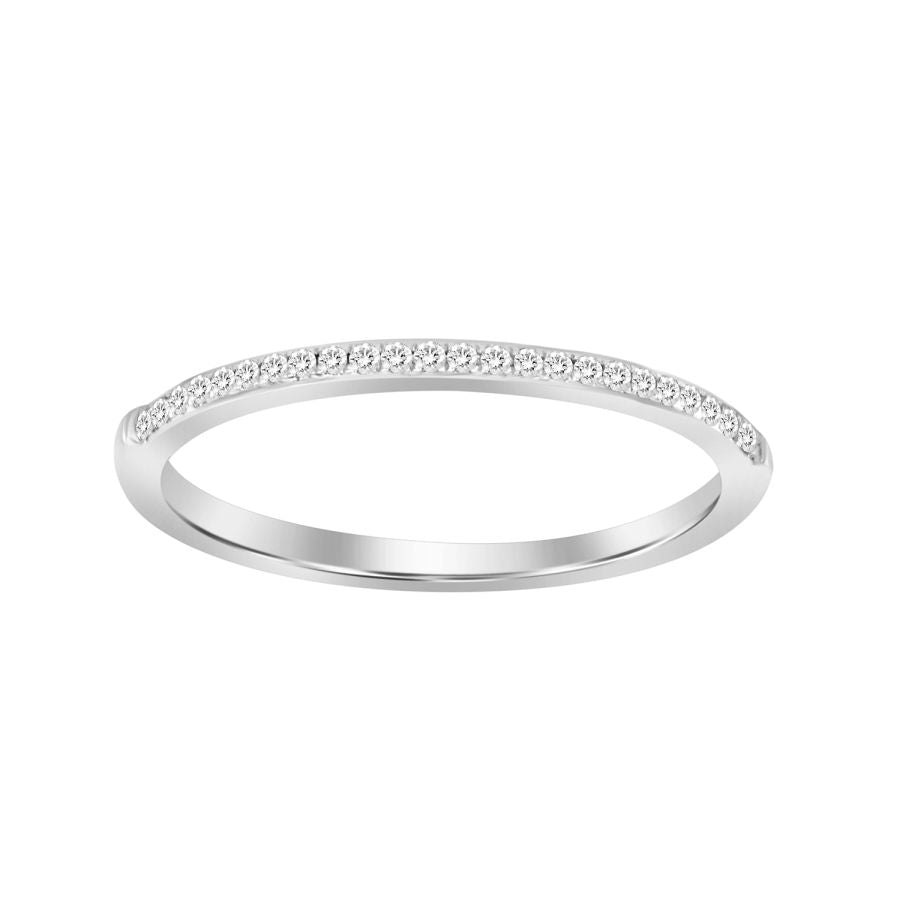 LADIES BAND 0.08CT ROUND DIAMOND 10K WHITE GOLD