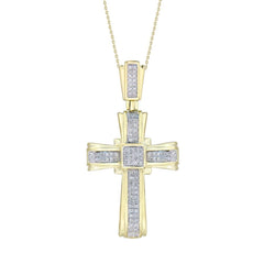 MEN'S CROSS 0.30CT ROUND DIAMOND 10K YELLOW GOLD