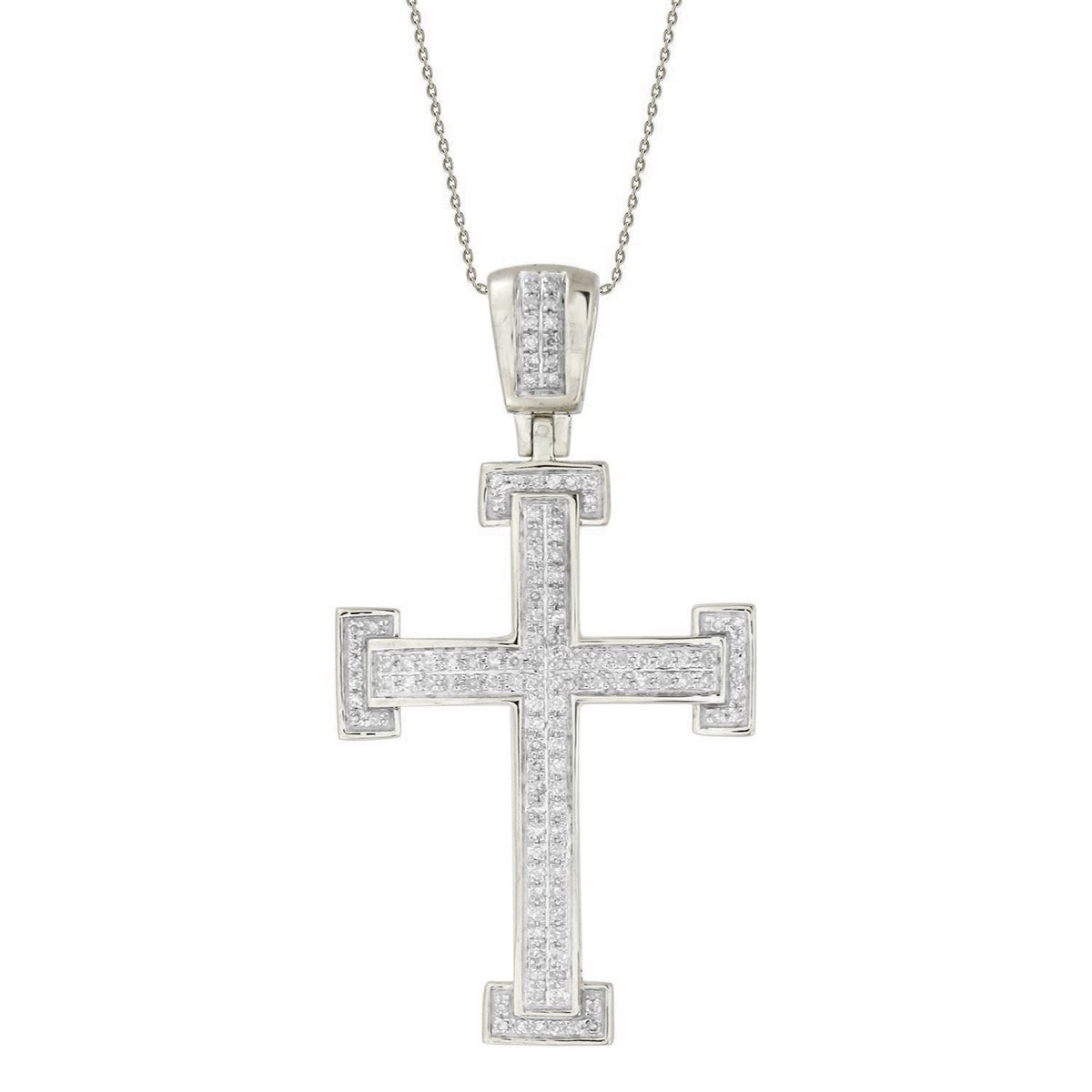 MEN'S CROSS 0.30CT ROUND DIAMOND 10K WHITE GOLD