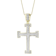 MEN'S CROSS 0.30CT ROUND DIAMOND 10K YELLOW GOLD