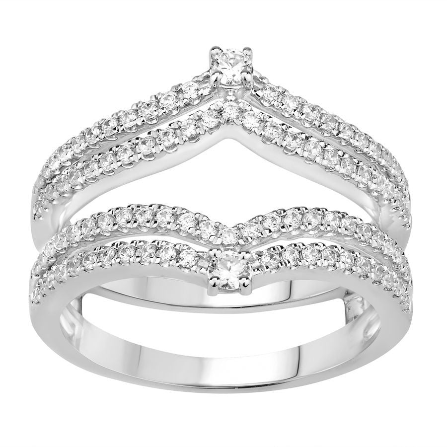 LADIES WRAP RING 0.65CT ROUND DIAMOND 14K WHITE GOLD