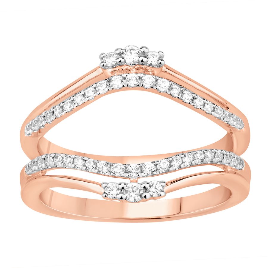 LADIES WRAP RING 0.35CT ROUND DIAMOND 14K ROSE GOLD