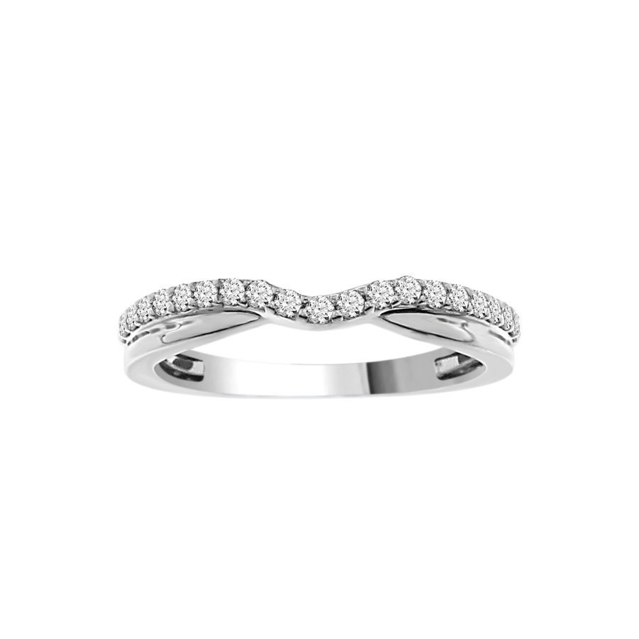 LADIES BAND 0.25CT ROUND DIAMOND 10K WHITE GOLD