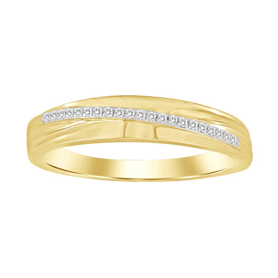 MEN'S BAND 0.07CT ROUND DIAMOND 10K YELLOW GOLD