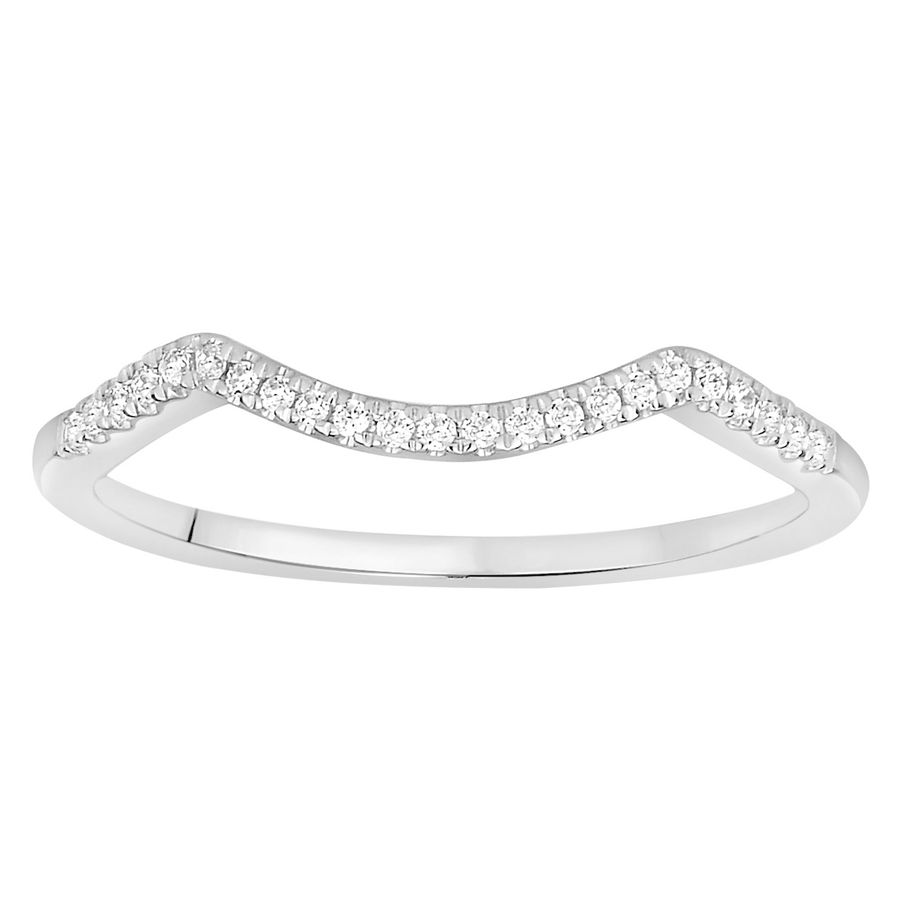 LADIES BAND ONLY 0.10CT ROUND DIAMOND 10K WHITE GOLD