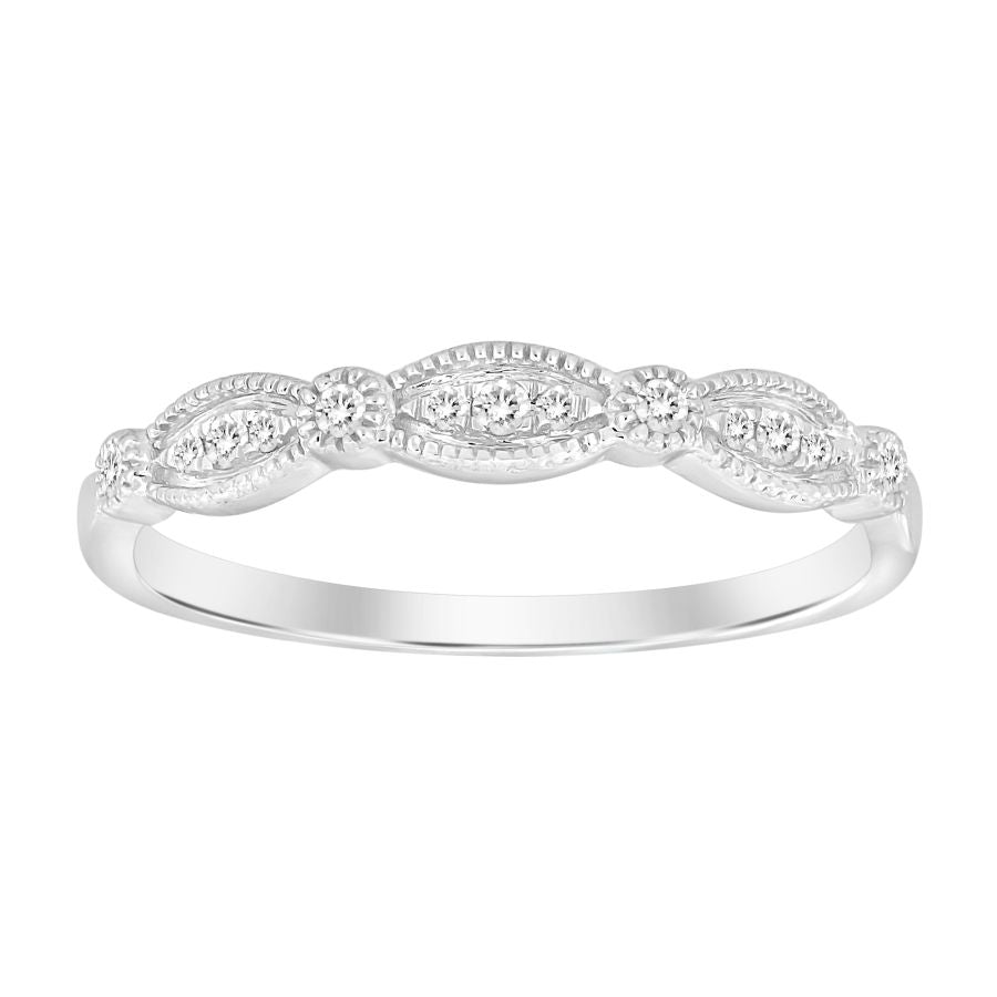 LADIES BAND ONLY 0.10CT ROUND DIAMOND 14K WHITE GOLD