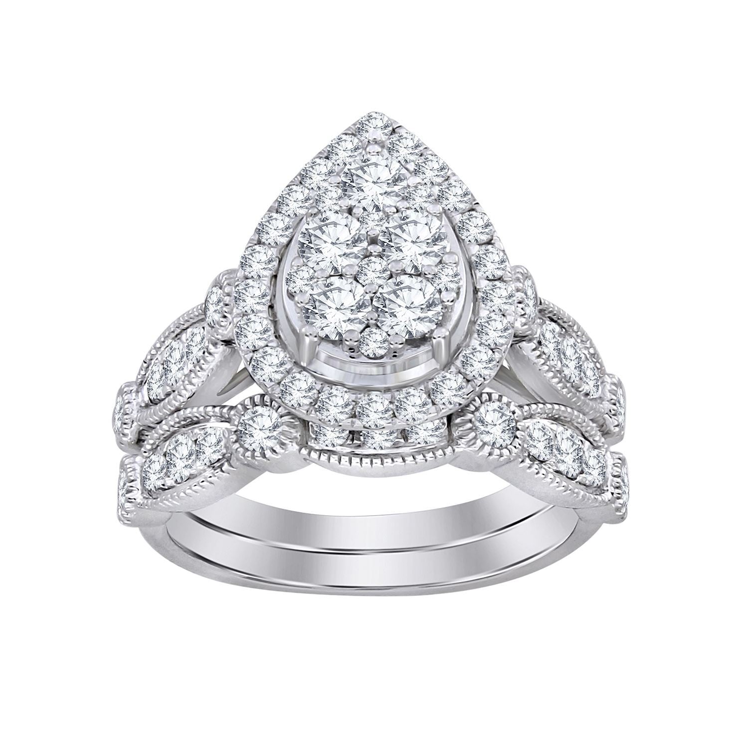 LADIES BRIDAL RING 1.50CT ROUND DIAMOND 14K WHITE GOLD