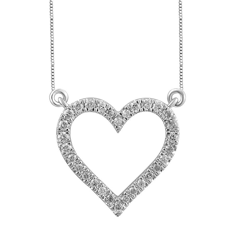 LADIES NECKLACE 0.15CT ROUND DIAMOND 10K WHITE GOLD