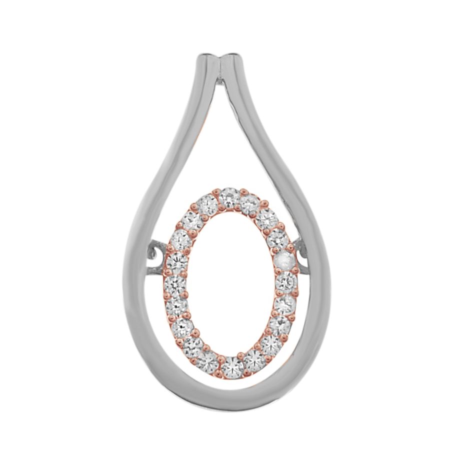 LADIES PENDANT WITH CHAIN 0.10CT ROUND DIAMOND 10K/SS WHITE/ROSE GOLD/STERLING SILVER