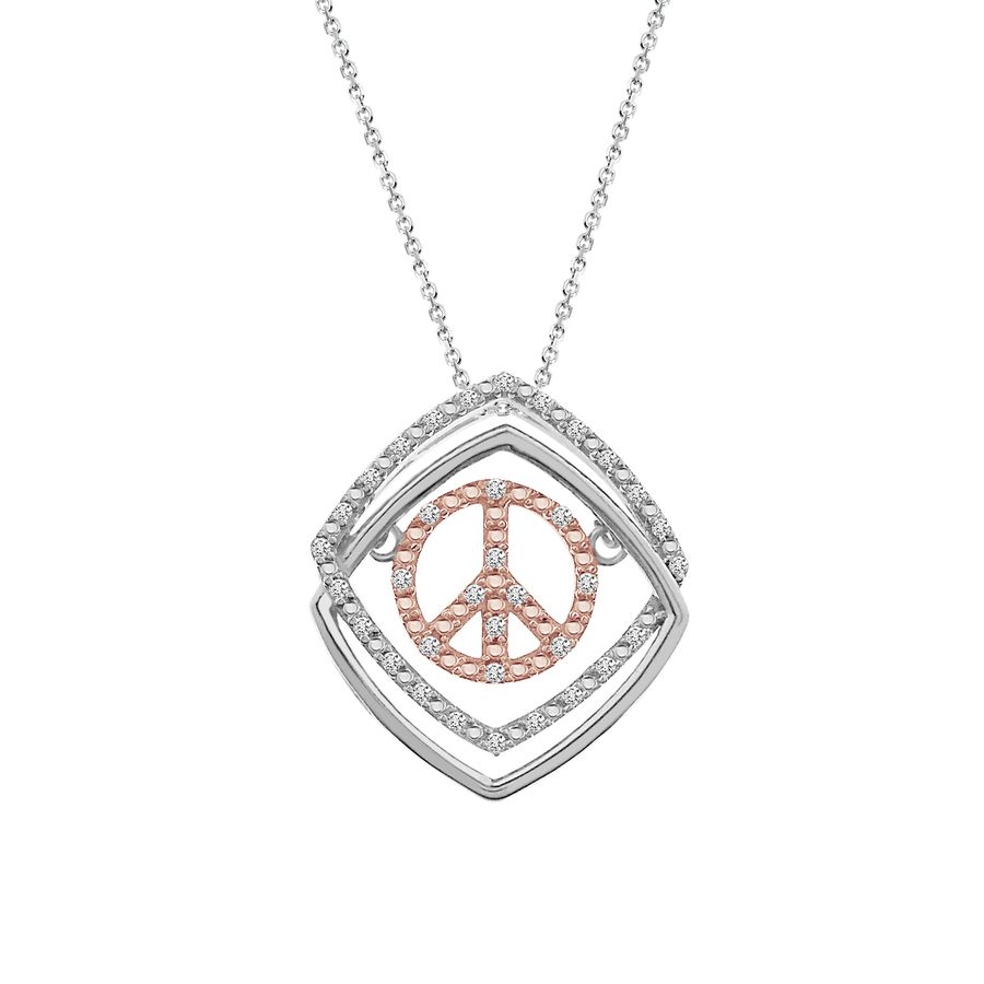 LADIES PENDANT WITH CHAIN 0.10CT ROUND DIAMOND 10K/SS WHITE/ROSE GOLD/STERLING SILVER